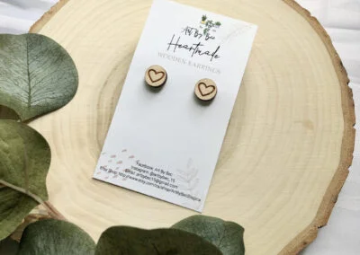 wooden heart earrings